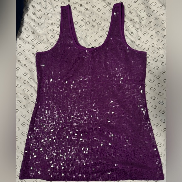 Express, purple, super soft and comfy sequined tank! - Picture 3 of 3
